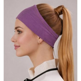 Resim Alivascarf Kaymayan Silikonlu Bandana Bone Mor - Kadın Tesettür Dikişsiz Kaymaz Geçme - Sportif Saç Bandı 