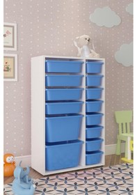 Resim Pratico Çok Amaçlı Oyuncak Dolabı 2D4K8U Mavi 14'lü Mavi 