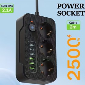 Resim 2025 Avrupa Birliği Fişli Priz Şeridi, 4 USB Portu (2.4A Hızlı) & 2 AC Çıkışı, Küresel Voltaj 100-240V, Aşırı Yük/Kısa Devre, Kompakt Dikey/Yatay AB Fiş Adaptörü Ev, Ofis, Seyahat İçin 
