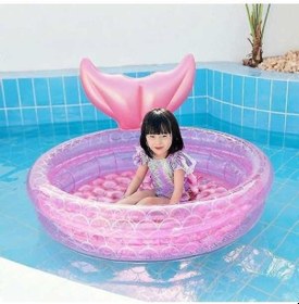 Resim Bloomnest Şişme Denizkızı Havuz, 150cm Pembe Yuvarlak, Çocuk-yetişkin İçin, Hızlı Şişirilir Lila 