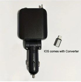 Resim Wangxi Siyah Yıldızlı Atmosfer Işıklı Geri Çekilebilir Araç Şarj Cihazı Type C Usb Portlu İphone Uyumlu Xiaomi Huawei Akıllı Telefonlar İçin 