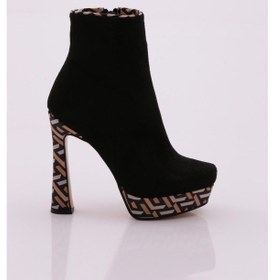 Resim Dgn 1300-22k Kadin Yüksek Platform Fermuarli Kadeh Topuklu Bot 1300-2271-R13915 Siyah 