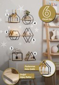 Resim Bino Montessori Kitaplık Bebek Çocuk Odası Duvar Rafı Ahşap Minyatür Oyuncak Odası Raf 6'lı Set 