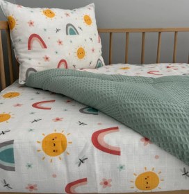 Resim %100 Pamuk Çift Katlı Yorgan & Çarşaf Seti 