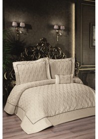 Resim Harley Dolgulu Şönil Çift Kişilik Yatak Örtüsü Cappucino Cappucino 