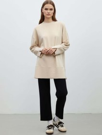Resim Loreen Kadın Bisiklet Yaka Düşük Omuz Örme Tunik -20735TUN - DARK BEIGE 