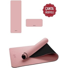 Resim Gymo Ekolojik 6mm Tpe Yoga Matı Pilates Minderi Diz Dirsek Koruyucu Matlı Set Scarlet Açık Pembe 