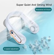 Resim Goldenqian 3000 Mah Asılı Boyun Fan Taşınabilir Bladeless Mini Usb Şarj Edilebilir Dilsiz Led Dijital Ekran Elektrikli Fan Yaz Hava Soğutucu B7 