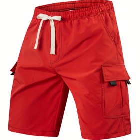 Resim Erkek Yaz Açık Spor Kargo Şortları - Bol Kesim, Çoklu Cep, Hafif Polyester Kumaş, Yürüyüş ve Açık Hava Aktiviteleri için İdeal, Rahat Yaz Giyimi | Rahat Şortlar | Hafif Şortlar 