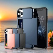 Resim Kart tutuculu cüzdan için kaydırma yuvası olan darbeye dayanıklı ultra-ince PC kılıf, iPhone 11 12 13 14 15 16 Pro Pro Max Plus için uygun 
