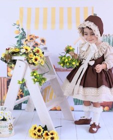 Resim H L Y Karol Tasarım Kahverengi Kız Bebek Elbisesi, Doğum Günü Elbisesi, Fotoğraf Çekim Elbisesi,0-12 Yaşa Uygun Kahverengi 