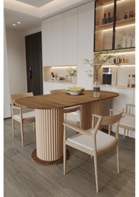 Resim Mega Antoryum Oval Dekoratif Ayaklı Mutfak Yemek Masası 