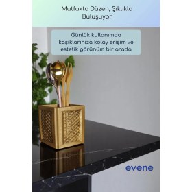 Resim Evene Tezgah Üstü Kaşıklık Dekoratif Dik Kaşıklık Silindir Kaşıklık Beyaz Renk Model 86 