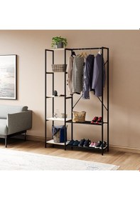 Resim Çok Amaçlı Metal Ayaklı Raflı Dolap Ayakkabılık Beyaz 1371 