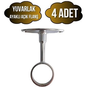 Resim Yuvarlak Ayaklı Açık Askı Borusu Flanşı Mobilya Yuvarlak Boru Flanşı Metal Boru Çapı:25mm 4 Adet Krom 
