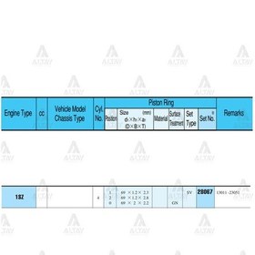 Resim Segman Yarıs 99-01 1.0 / 69.00mm / 1szfe / Std Takım 28067-std 