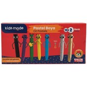 Resim Kidsmode Yağlı Pastel Boya Altıgen 12+2 Renk 