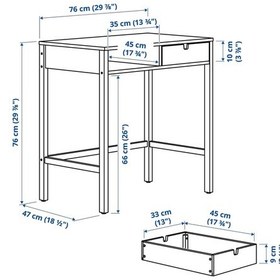 Resim Bambu Makyaj Masası, Meridyendukkan 76x47 Cm Çekmeceli Tuvalet Masası 