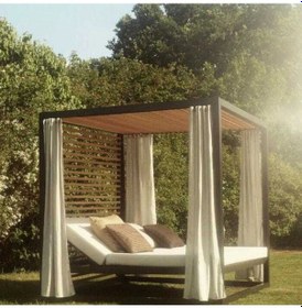 Resim BERZBUĞ ULTRA LÜKS Ahşap Bahçe Yatak 200wX180dX200h Şezlong 