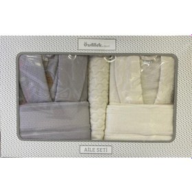 Resim Özdilek Blossom Aile Bornoz Seti Gri-krem Gri - Krem 