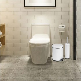 Resim Banyo 3 Litre Beyaz 2'li Banyo Seti Pedallı Çöp Kovası Wc Klozet Tuvalet Fırça Seti Banyo Çöp Kovas 