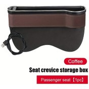 Resim Gateesat Kahverengi Yardımcı Pilot Oto Koltuğu Ara Düzenleyici Hızlı Şarj Led Işık Telefon Tutucu 