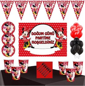 Resim Kırmızı Minnie Mouse Tema 24 Kişilik 50X70 Cm Afişli Parti 