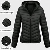 Resim Kadınlar İçin Kışlık Mont - Fermuarlı Şık Soğuk Hava Ceketi, Ön Cepli - Günlük ve Resmi Giyim için Esnemez Dış Katman - Ofis, Parti, Günlük Kullanım - Dayanıklı Kumaş 