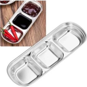 Resim abnturk 3 Bölmeli Gümüş Renk Paslanmaz Çelik Sosluk Reçellik Lokumluk Çerezlik 2 Adet 