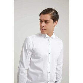 Resim D'S Damat Ds Damat Slim Fit Beyaz Armürlü Smokin Gömlek 4HSS2G8051260 