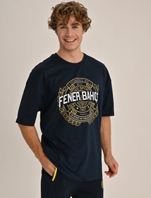 Resim Fenerbahçe Lacivert Kolej Gold Çelenk Erkek Tshirt - Lacivert / XL 