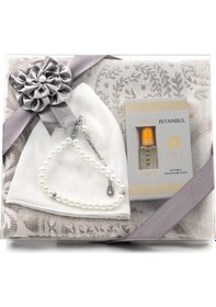 Resim Takke + Esans + Tesbih + Seccade Seti Gri Gri 110 x 64 