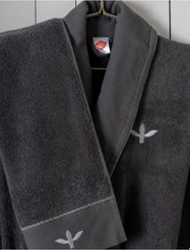 Resim Cottonbox Folk Art Aile Bornoz Seti Dalila Tarçın-antrasit Antrasit 