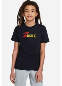Resim Conqueror' Balde Baskılı Unisex Çocuk Siyah Tshirt 