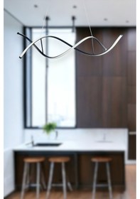 Resim Lumora Modern Tasarım Siyah Renk Beyaz Ledli Cafe - Mutfak - Salon 2 Li Led Avize Siyah 