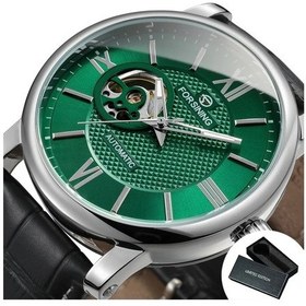 Resim Fochsia 1 Adet Klasik Minimalist Otomatik Mekanik Erkek Kol Saati - Işıklı Kadran Iskelet Tasarım Roma Rakamlı Yeşil Deri Kasa Moda Lüks Hediye Kutusu Diğer 