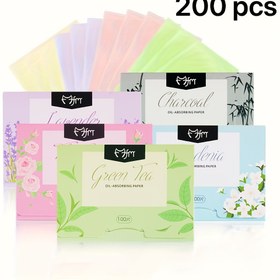 Resim 200 Adet Yağ Emici Kağıt - 12 Çeşit (Lavanta, Kömür, Yeşil Çay, Denya), Hızlı Kuruyan, Tüm Cilt Tipleri İçin, Yağlı Ciltler için İdeal, Doğal Kokular ve Tasarımlarla Seyahat ve Günlük Cilt Bakımı için Taşınabilir Makyaj Aracı, Seyahat Cilt Bakım Ürünleri | Aromalı Yağ Kağıtları | Doğal İçerikler 