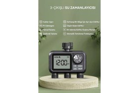 Resim Konk Tools Dijital 3 Çıkışlı Otomatik Bahçe Sulama Zamanlayıcısı - Yağmur Geciktirmeli Akıllı Sulama Saati 