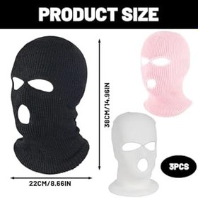 Resim 3'lü paket kar maskesi (siyah, pembe, beyaz) – Motosiklet, bisiklet ve kayak için kar maskesi, nefes alan kayak maskesi, 3 delikli tasarım, tekrar kullanılabilir kış maskesi, erkekler ve kadınlar için 