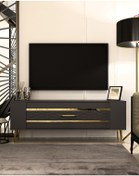 Resim Retrolp2ct Tv Sehpası Antrasit-altın 