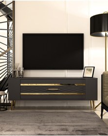 Resim Retrolp2ct Tv Sehpası Antrasit-altın 