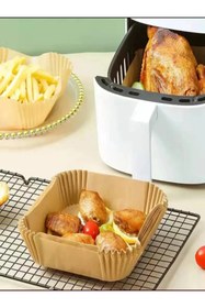 Resim MOBEE Kare Airfryer Pişirme Kağıdı 20x4,5 cm 50 Adet 