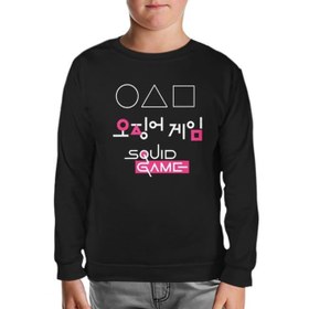 Resim Squid Game - Üçgen Siyah Çocuk Sweatshirt 