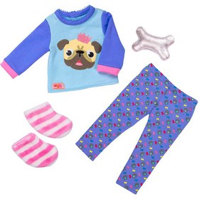 Resim Bulldog Pijama 46 cm Oyuncak Bebek Kıyafet Seti 
