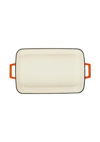 Resim Lava Döküm Dikdörtgen Rosto Ve Fırın Tepsisi Döküm Demir Yekpare Çift Kulplu Edition Serisi Ölçü 26x40cm Turuncu 