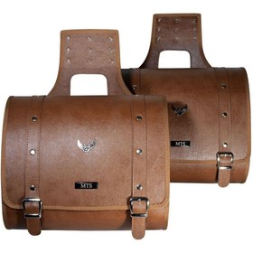 Resim ebakbak Motosiklet Deri Yan Çanta Takım Chopper Kahverengi Model Motor Çantası 