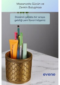 Resim Kalemlik Masa Kalemliği Organizer Kalemlik Altın Eskitme Renk Model 87 Çok Renkli 