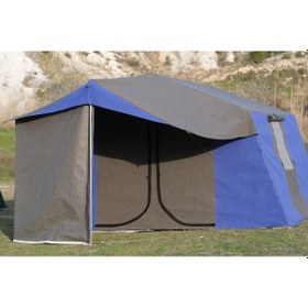 Resim Tmç KAPI SİNEKLİKLİ 2+1 L Mutfaklı Double Kamp Çadırı 4-6 Kişilik - Mavi 