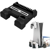 Resim Ps5 İplay İçin Çift Koltuklu Şarj Ve Soğutma Taban Braketi Depolama Rafı 