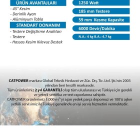 Resim Catpower 1207 Daire Testere 185 mm 1250 Watt 